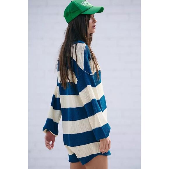 Free People FP Beach Picnic Striped Linen Cotton Sweater Knit Romper XS - Picture 3 of 9